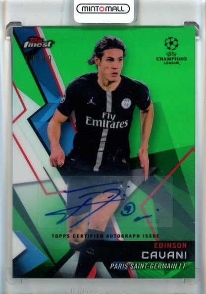2018-19 Finest UEFA Champions League Edinson Cavani Autographs Green Refractors card serial #1513/99 from PSG