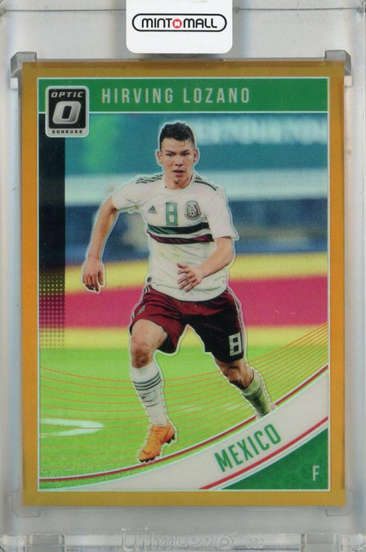 2018-19 Panini Donruss Hirving Lozano Orange #149 football card numbered 25 of 99 from Mexico