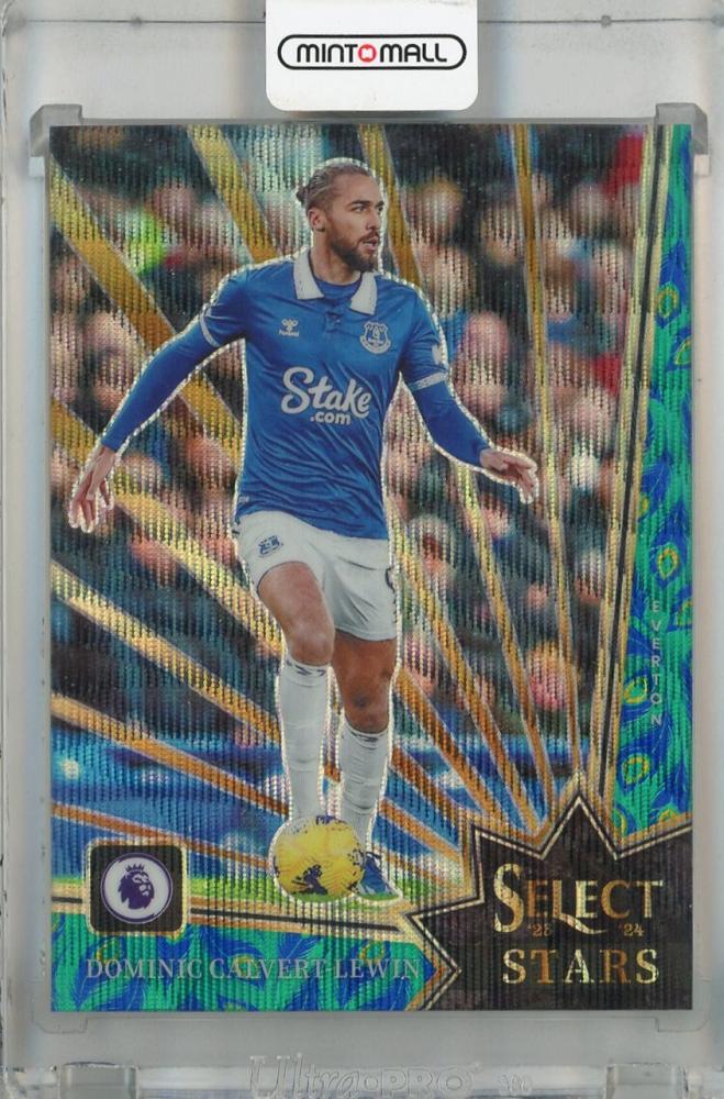 2023-24 Panini Select Premier League Dominic Calvert-Lewin Select Stars Peacock #9 card with initial damage from Everton