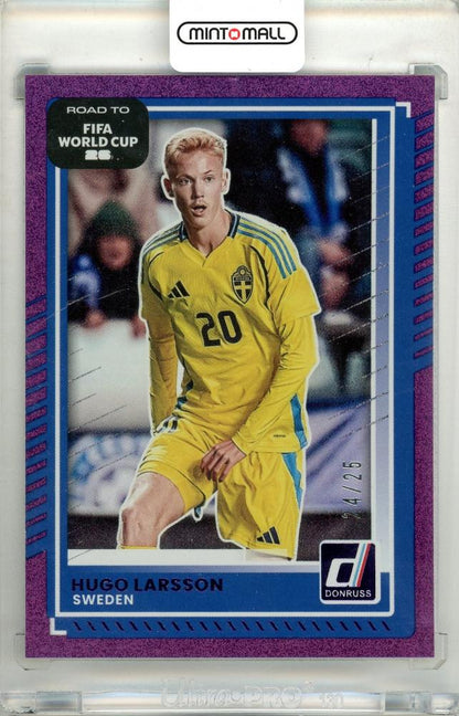 2025-26 Panini Donruss Road To FIFA World Cup soccer card Hugo Larsson #80 Purple Parallel 24 of 25
