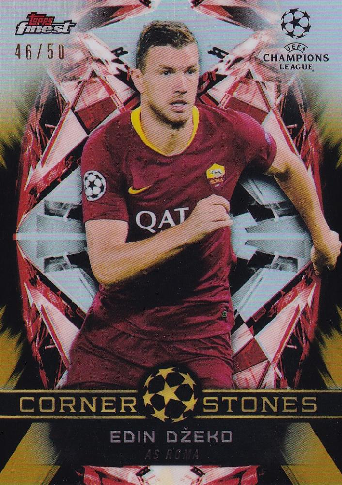 2018-19 Topps Finest UEFA Champions League Edin Dzeko AS Roma Parallel card numbered 46 out of 50