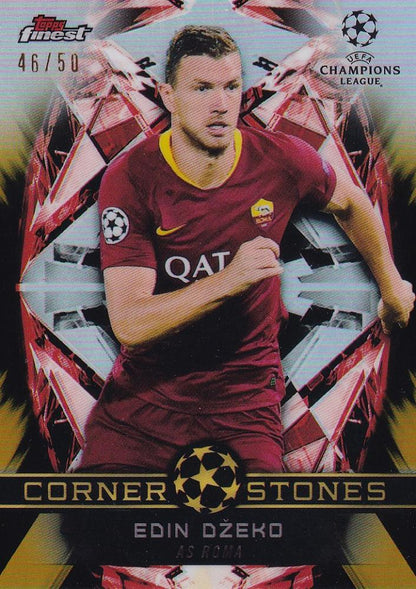 2018-19 Topps Finest UEFA Champions League Edin Dzeko AS Roma Parallel card numbered 46 out of 50