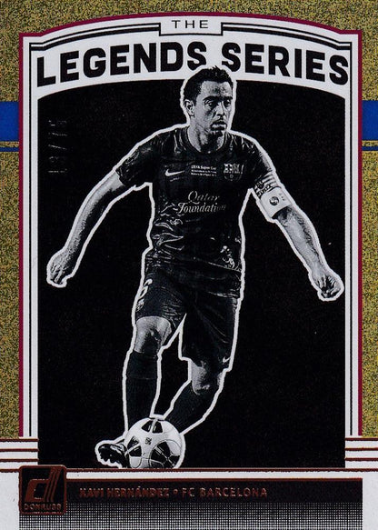 2018-19 Donruss FC Barcelona Xavi Hernandez Legends Series Gold parallel card numbered 13 out of 75