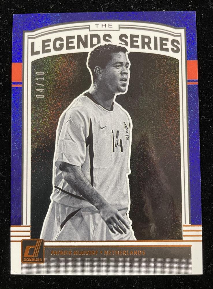 2018-19 Donruss Netherlands Patrick Kluivert Legends Series Blue parallel card serial numbered 04/10