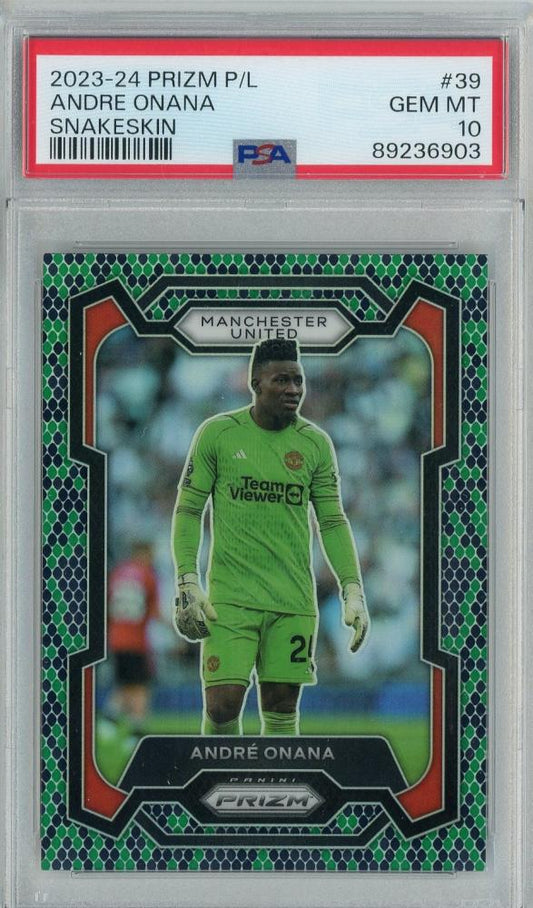 2023-24 Panini Prizm English Premier League Andre Onana Snakeskin trading card graded PSA10 Gem-MINT