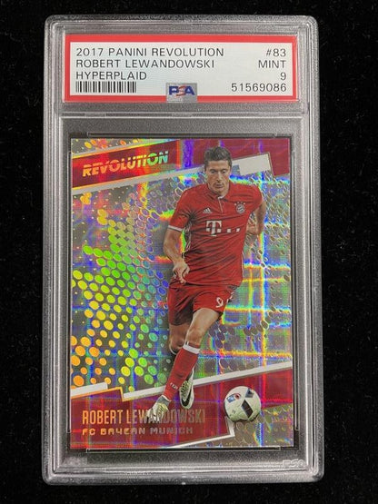 2017 Panini Revolution Robert Lewandowski FC Bayern Munich football card Hyperplaid parallel authenticated