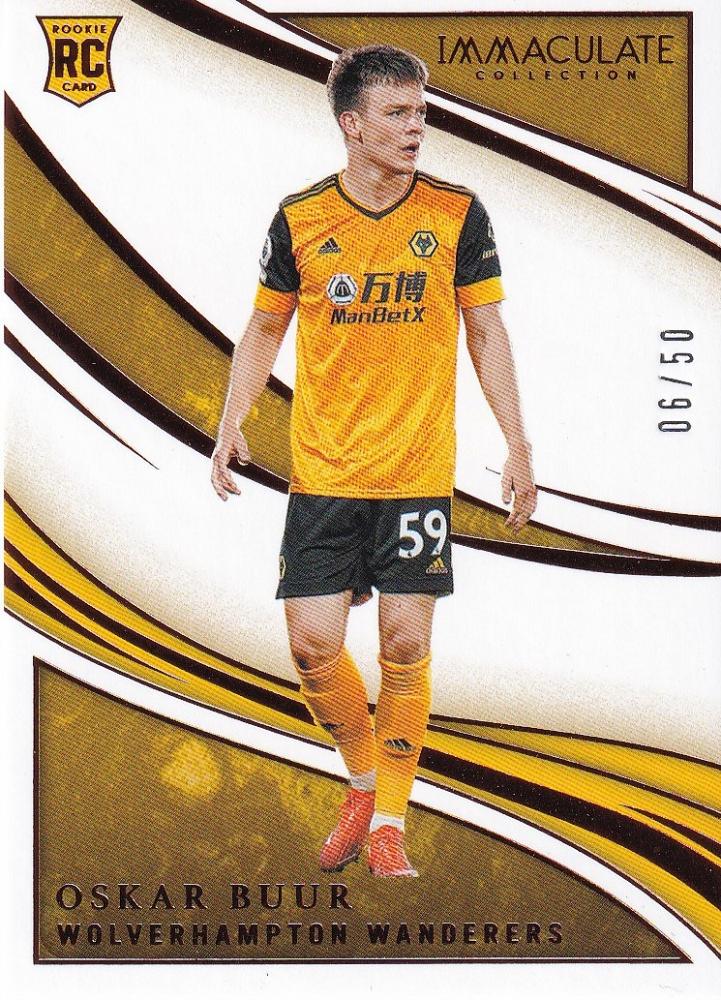 2020 Panini Immaculate Collection Wolverhampton Wanderers Oskar Buur Base Bronze Parallel card serial 06 of 50