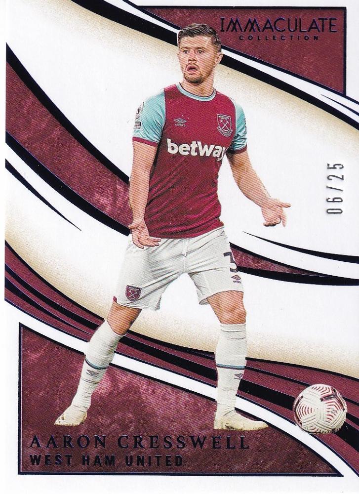2020 Panini Immaculate Collection West Ham United Aaron Cresswell Base Sapphire Parallel card 06/25
