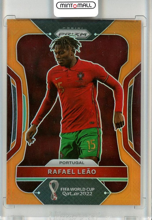 2022 Panini Prizm World CUP QATAR soccer card of Rafael Leao Orange Prizm #181 serial 22 of 25