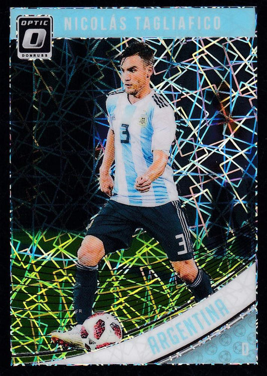 2018-19 Donruss Argentina soccer trading card of Nicolas Tagliafico Base Optic Black Velocity 10 of 25