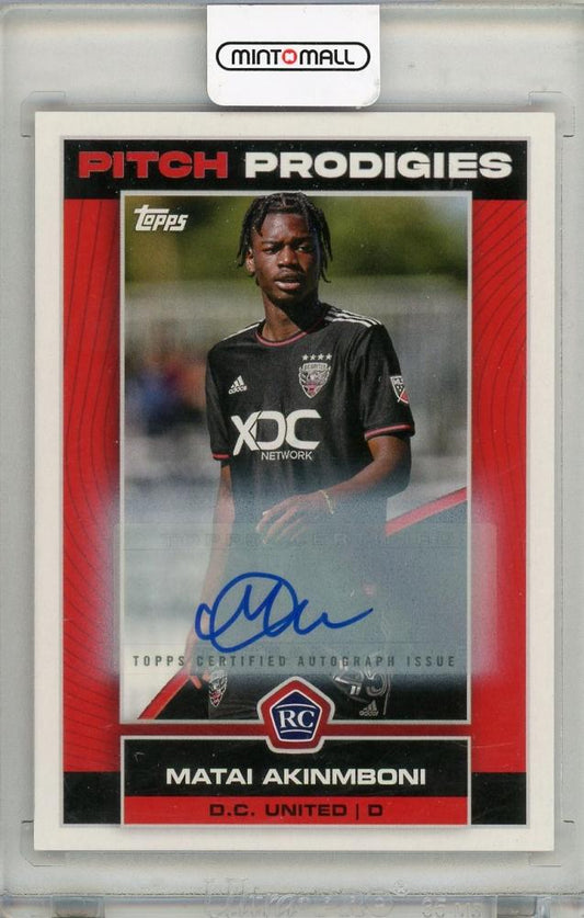 2023 TOPPS Matai Akinmboni AUTO trading card featuring D.C. United player in new condition