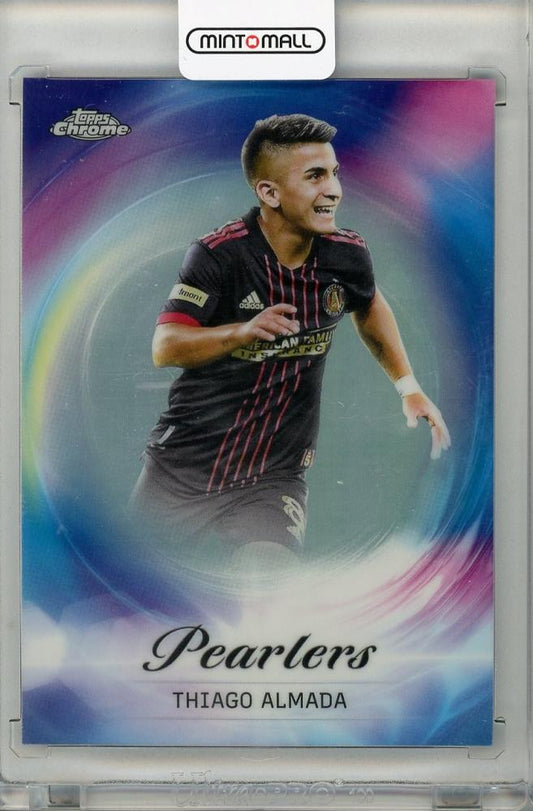 2023 TOPPS CHROME Thiago Almada trading card featuring Atlanta United player in used condition