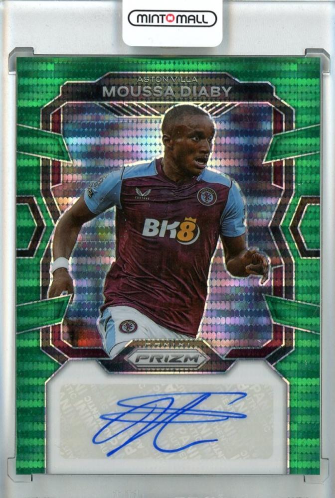 2023-24 Panini Prizm Premier League Soccer card Moussa Diaby Green Pulsar Prizms AUTO #S-MD Aston Villa