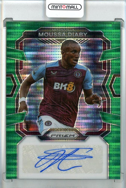2023-24 Panini Prizm Premier League Soccer card Moussa Diaby Green Pulsar Prizms AUTO #S-MD Aston Villa