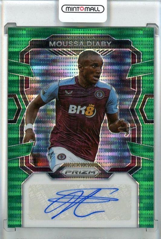 2023-24 Panini Prizm Premier League Soccer card Moussa Diaby Green Pulsar Prizms AUTO #S-MD Aston Villa
