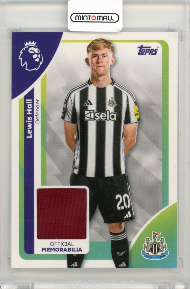 2025-26 Topps Premier League Soccer Lewis Hall Premier Relics card featuring Newcastle United player