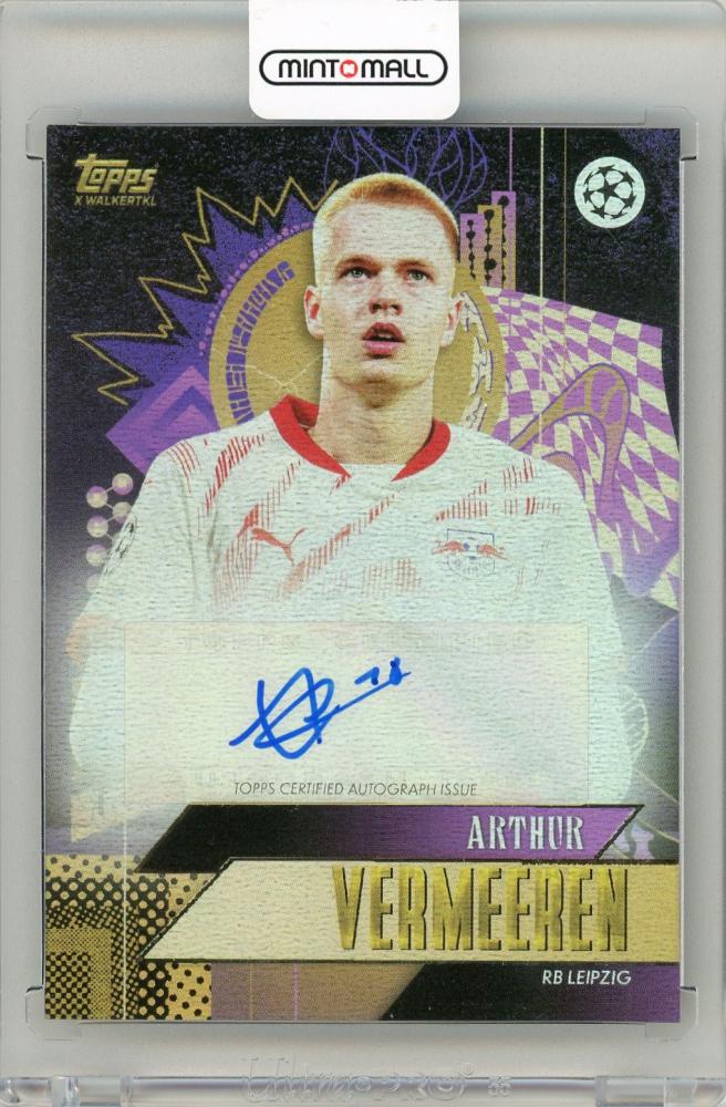 2024-25 Topps Gold X WalkerTKL Arthur Vermeeren Current Stars UEFA Soccer card featuring RB Leipzig player