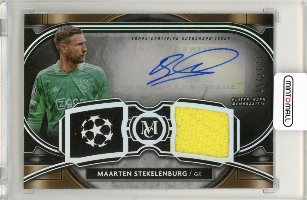 2021-22 Topps Museum UEFA Champions League Maarten Stekelenburg autograph relic card numbered 137 of 250