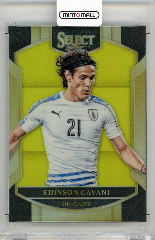 2016-17 Select Soccer Edinson Cavani Neon Yellow Prizms card serial number 067 of 125 from Uruguay