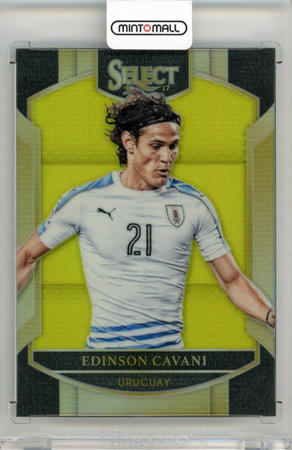 2016-17 Select Soccer Edinson Cavani Neon Yellow Prizms card serial number 067 of 125 from Uruguay
