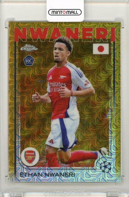 2024-25 Topps UEFA Japan Edition Ethan Nwaneri Gold Mojo Refractor card serial 31 of 50 Arsenal FC