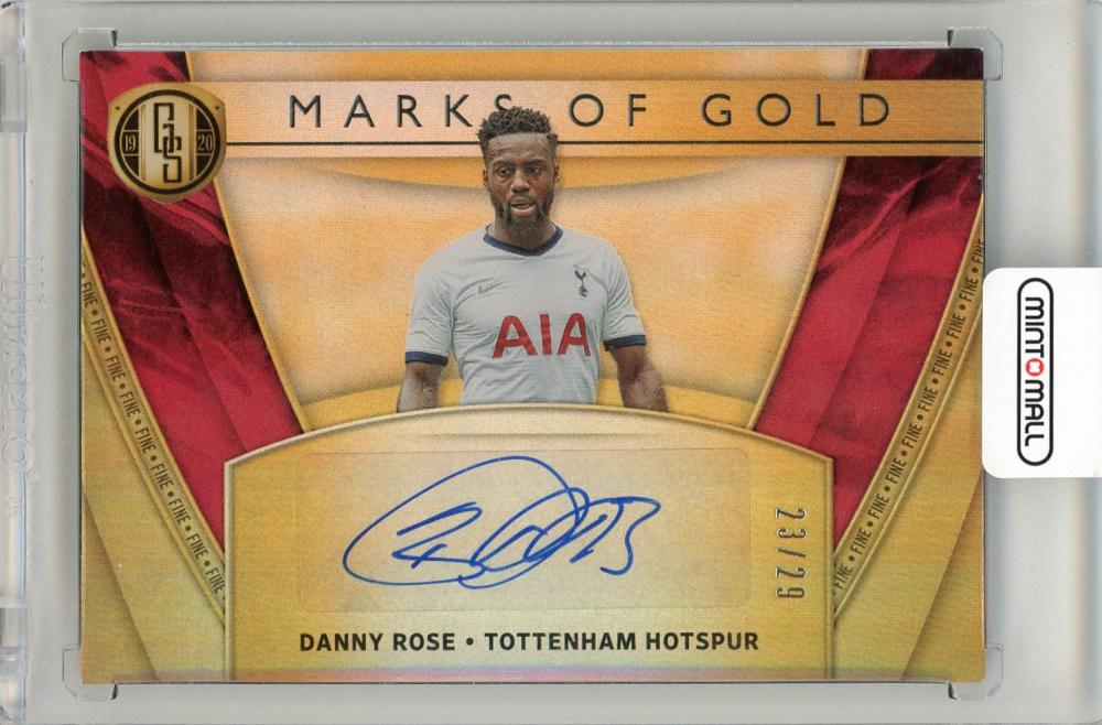 2019-20 Panini Gold Standard Soccer card featuring Danny Rose Marks of Gold 23 out of 29 Tottenham Hotspur