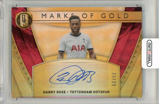 2019-20 Panini Gold Standard Soccer card featuring Danny Rose Marks of Gold 23 out of 29 Tottenham Hotspur