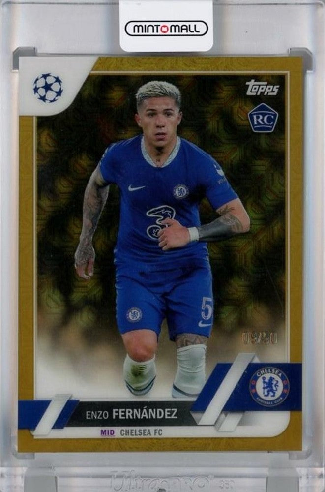 2022-23 Topps UEFA Enzo Fernandez Chrome Mojo Gold Refractors Rookie Card #15809 out of 50