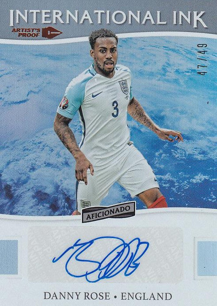 2016-17 Panini Aficionado Danny Rose autograph card numbered 47 out of 49 with player signature