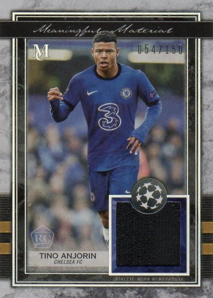 2020-21 Topps Museum Collection Tino Anjorin Relics card serial number 054 of 150 with surface sunburn