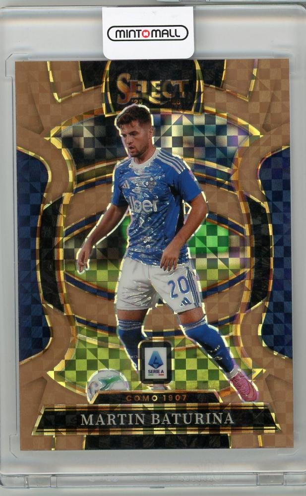 2025-26 PANINI SELECT SERIE A trading card of Martin Baturina numbered 4787 out of 99 for Como 1907