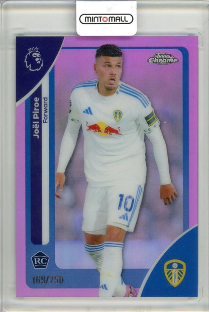 2025-26 TOPPS Premier League trading card featuring Joel Piroe of Leeds United serial numbered 109169 out of 250