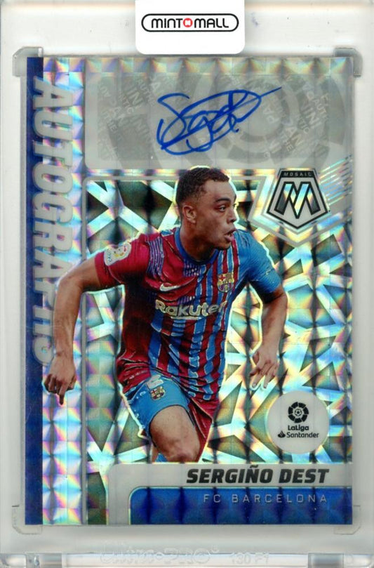 2021-22 Panini Mosaic La Liga Sergino Dest Autographs Mosaic Card for FC Barcelona