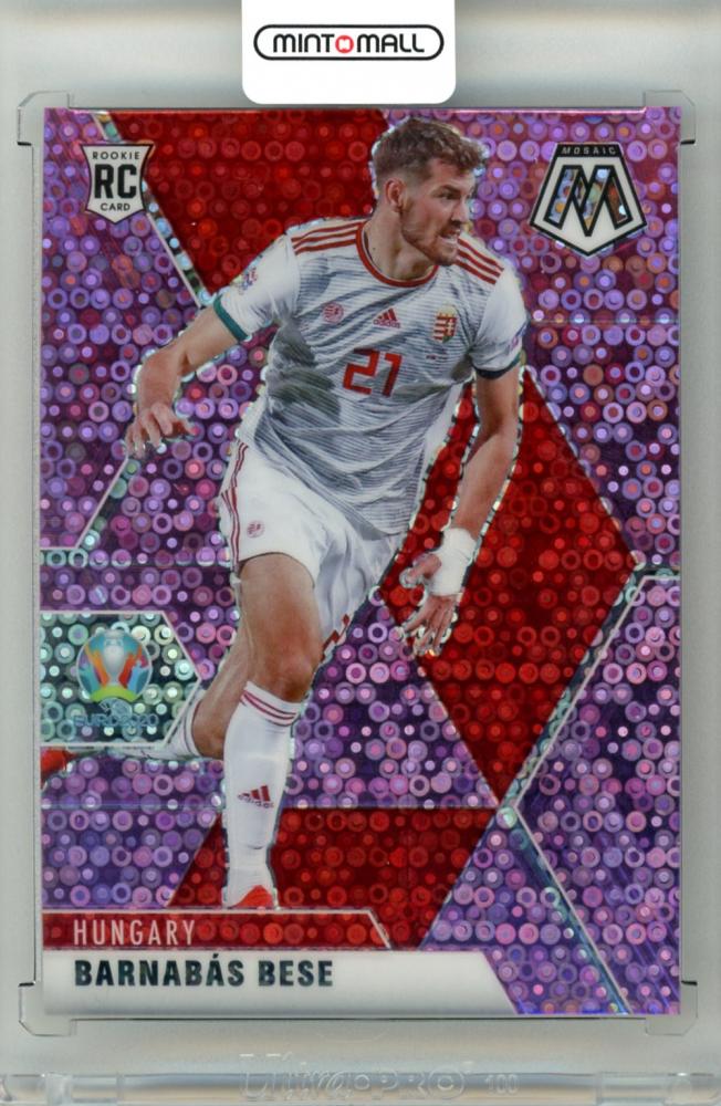 2021 Panini Mosaic UEFA Euro Soccer trading card of Barnabas Bese Purple Mosaic Parallel 22/49 Hungary