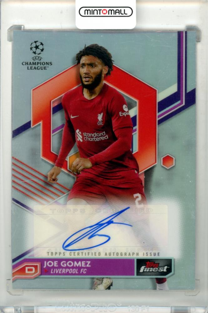 2022-23 Topps Finest UEFA Club Competition Joe Gomez base autograph card for Liverpool FC