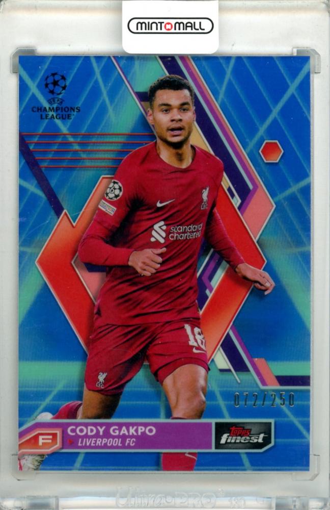 2022-23 Topps Finest UEFA Club Competition Cody Gakpo #146 Base Blue Aqua Vaporware Refractor serial 072/250 Liverpool FC card