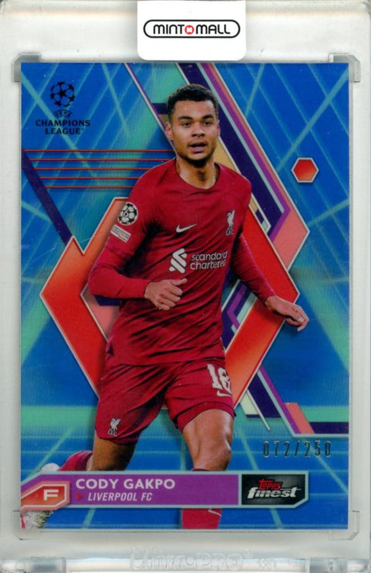2022-23 Topps Finest UEFA Club Competition Cody Gakpo #146 Base Blue Aqua Vaporware Refractor serial 072/250 Liverpool FC card