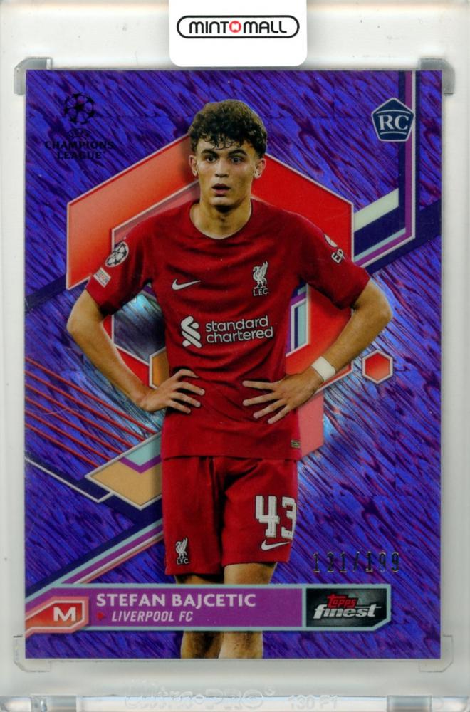 2022-23 Topps Finest UEFA Club Competition Stefan Bajcetic #117 Purple Shimmer Refractor trading card