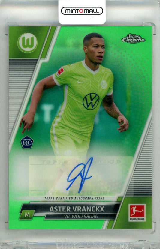 2021-22 Topps Chrome Bundesliga Aster Vranckx autograph green refractor card serial 95 of 99