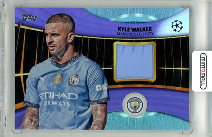 2024-25 Topps UEFA Club Competitions Kyle Walker #SR-KW purple foilboard card serial 015 of 299 from Manchester City