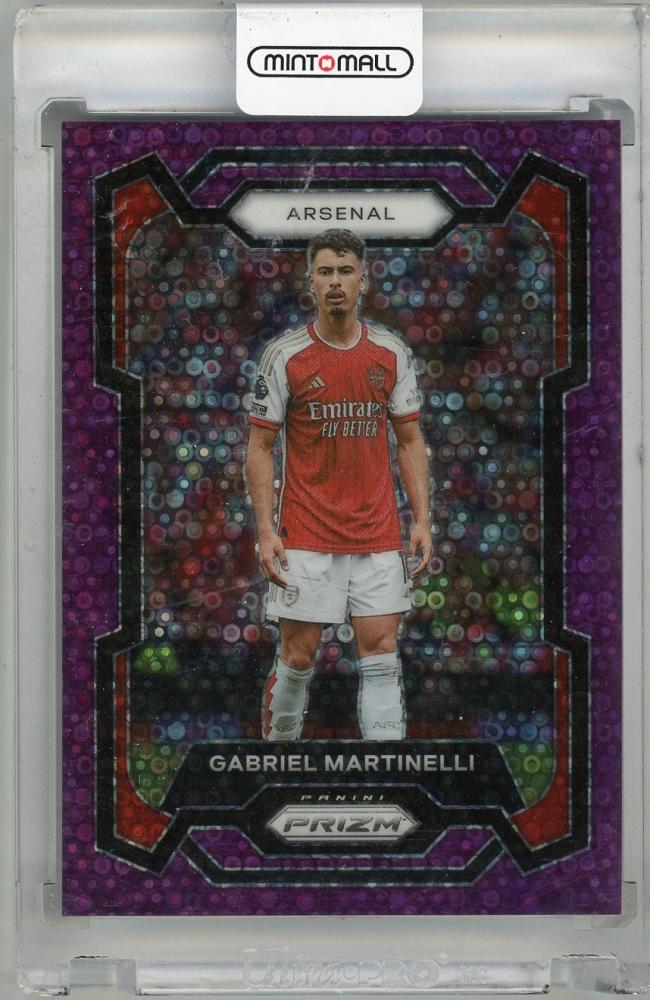 2023-24 PANINI Prizm EPL Gabriel Martinelli Breakaway Prizms Purple trading card #2507/25 Arsenal