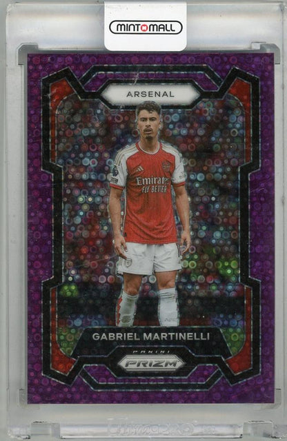 2023-24 PANINI Prizm EPL Gabriel Martinelli Breakaway Prizms Purple trading card #2507/25 Arsenal
