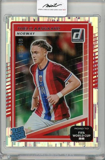 2025-26 PANINI DONRUSS ROAD TO FIFA WORLD CUP Thelo Aasgaard trading card serial #224036 of 349 from Norge