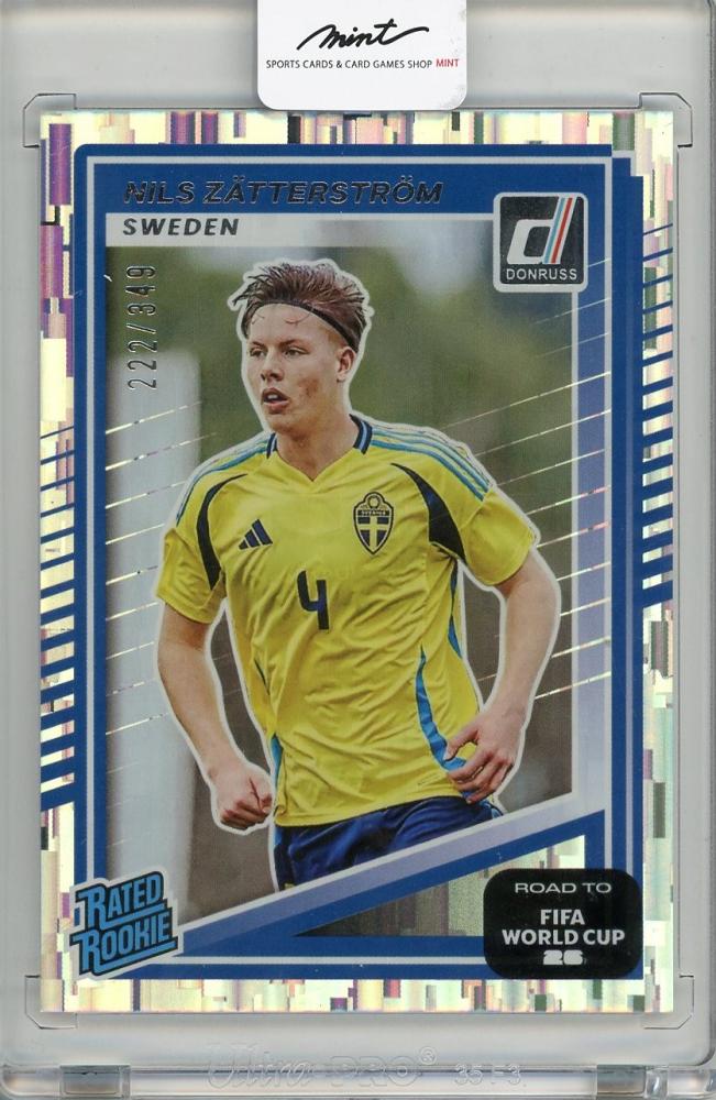2025-26 PANINI DONRUSS ROAD TO FIFA WORLD CUP trading card featuring Nils Zatterstrom from Sweden