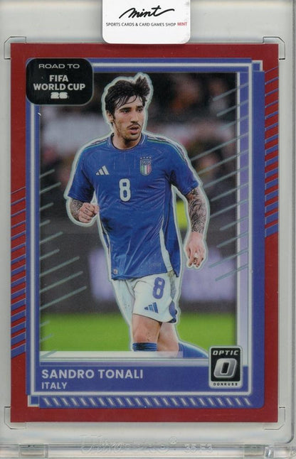 2025-26 PANINI DONRUSS ROAD TO FIFA WORLD CUP trading card featuring Sandro Tonali Italy #110143/199