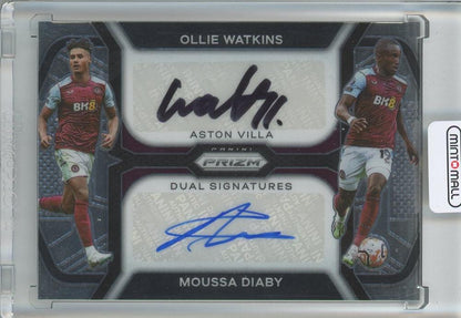 2023-24 Panini Prizm Premier League Moussa Diaby and Ollie Watkins Dual Signatures digital card for Aston Villa