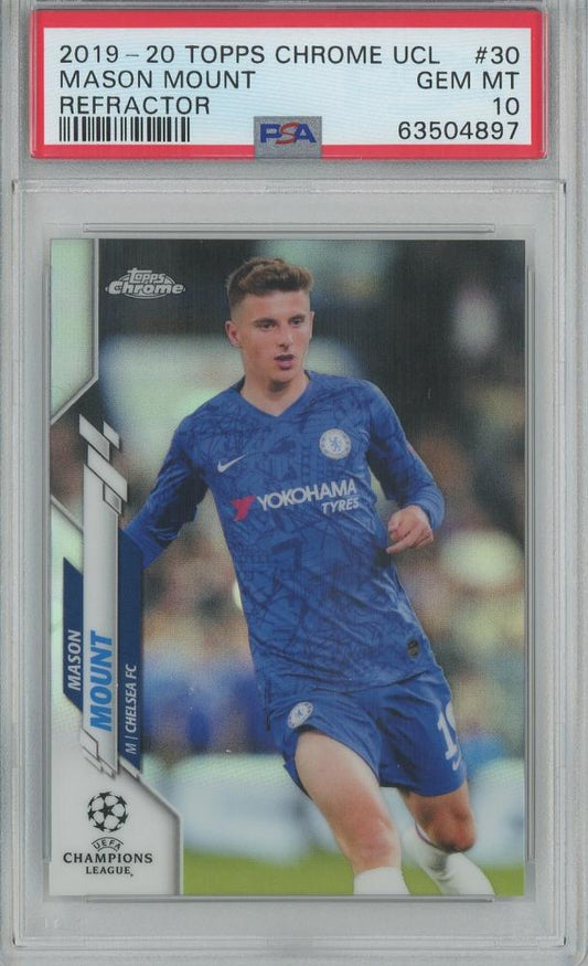 2019-20 Topps Chrome UCL Mason Mount Refractor card graded PSA 10 from Chelsea FC