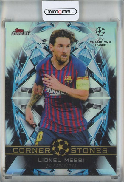 2018-19 Finest UEFA Champions League Lionel Messi Cornerstones trading card from FC Barcelona