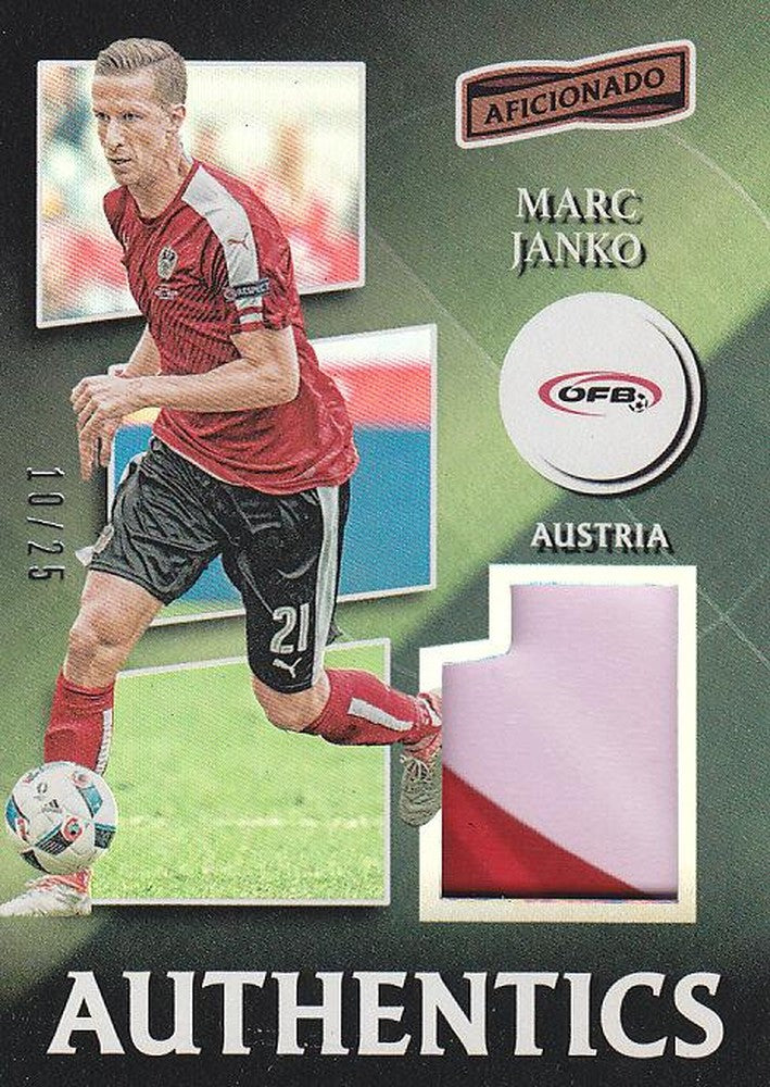 2016-17 PANINI AFICIONADO Marc Janko patch jersey card numbered 10 out of 25