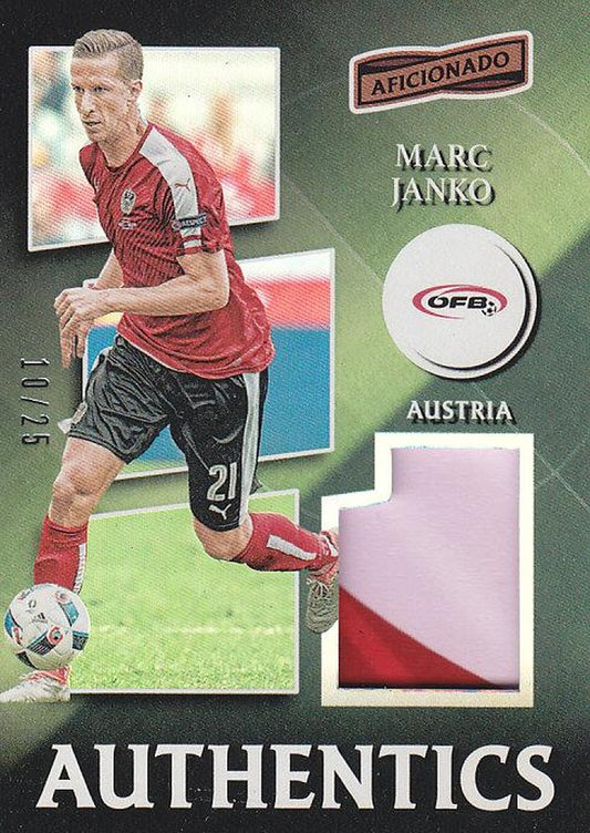 2016-17 PANINI AFICIONADO Marc Janko patch jersey card numbered 10 out of 25